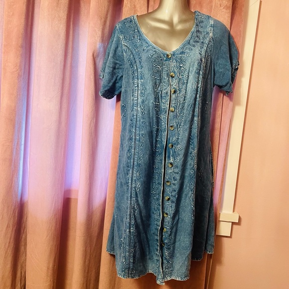 Vintage Jean Embroidery Dress - Picture 2 of 5